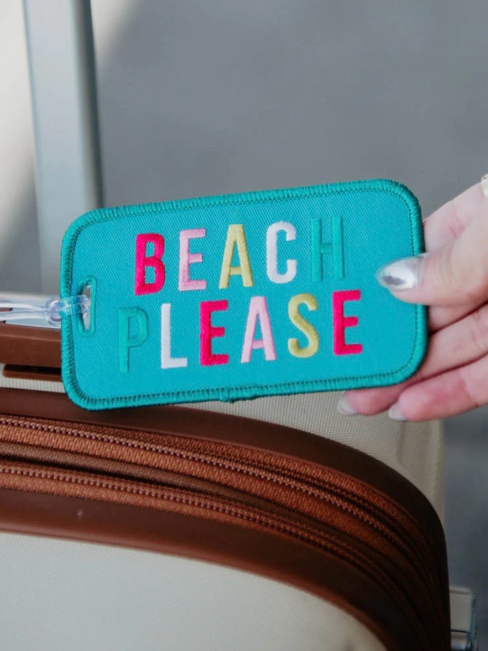 NWT! Teal "BEACH PLEASE" Embroidered Luggage Tag! 🏷️ 🤩🌊🌴